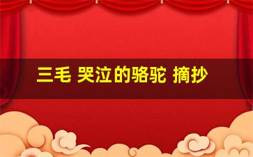 三毛 哭泣的骆驼 摘抄